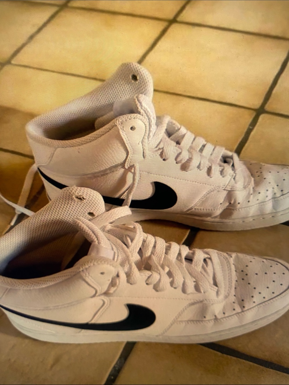 Nike Men’s White High-Top Sneakers with Black Swoosh